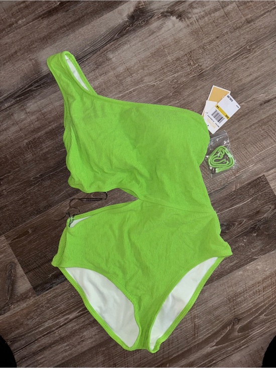 Michael Kors Other - Michael Kors Neon Lime One-Shoulder Textured One-Piece Swimsuit